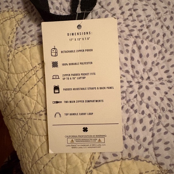 New Lucky Brand Backpack - Picture 4 of 5